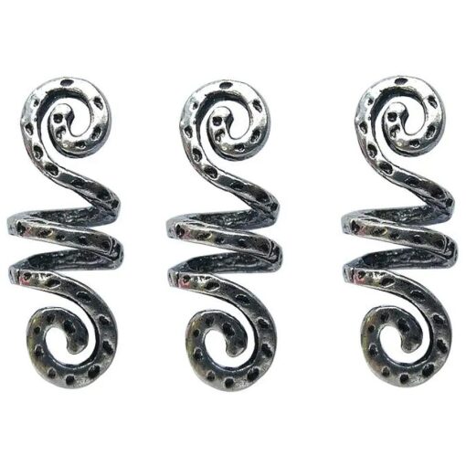 Vikings Spiral Hair Beads Rings-Dreadlock Hair Accessories Norse Spiral Hair Coils Spring Beads for Braid Beards Hair Pendants & Bracelets DIY ( 3 Small pcs )