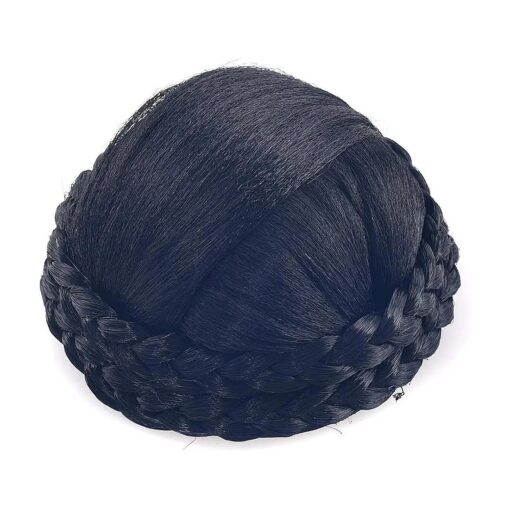 Small SizeSynthetic Hair Chignon Bun Donut Braided Hairpieces Scrunchie Clip in Hair Bun Extensions Straight Updo for Wedding Party Costume Women Beauty 6Colors avilable ( # 2 ( Natural Black )