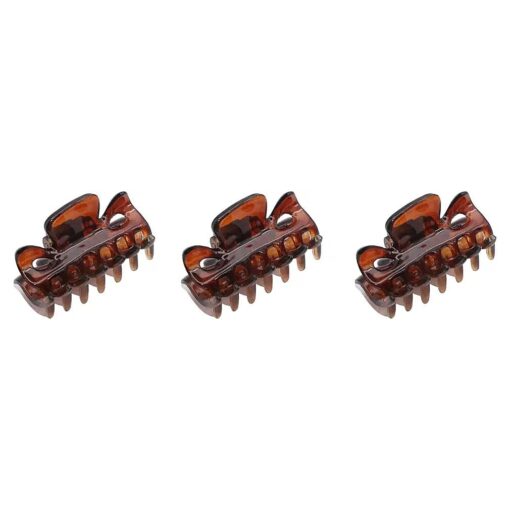 Parcelona French Classic Very Small 1 1/2" Claw Clips with Tight Spring Set of 3 Girls Hair Jaw Claw Clips Durable Styling Women Hair Accessories, Made in France ( Tortoise Shell Brown )