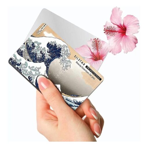 SILSTAR PROFESSIONAL Compact Card Mirror, Unbreakable Acrylic Makeup Mirror, Small Mirror, Compact Pocket Mirror, Slim Mirror_Katsushika Hokusai_The Great Wave Off Kanagawa 126