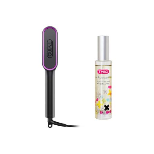 TYMO Ring Hair Straightener Brush + TYMO Heat Protectant Spray for Hair