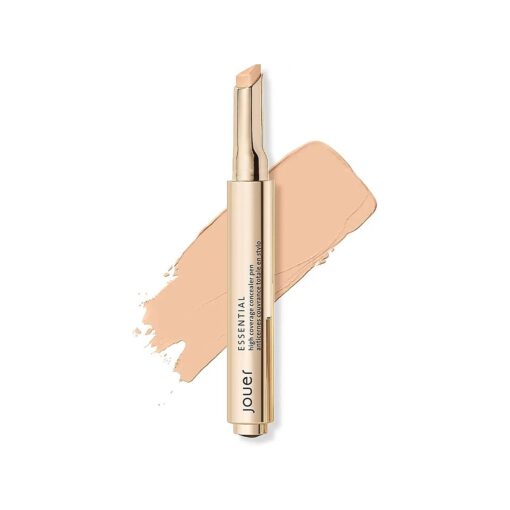 Jouer Essential High Coverage Concealer Pen - Under Eye Concealer for Dark Circles - Brightening Makeup for Eye Circles - Color Corrector Eye Primer with Hyaluronic Acid and Vitamin E