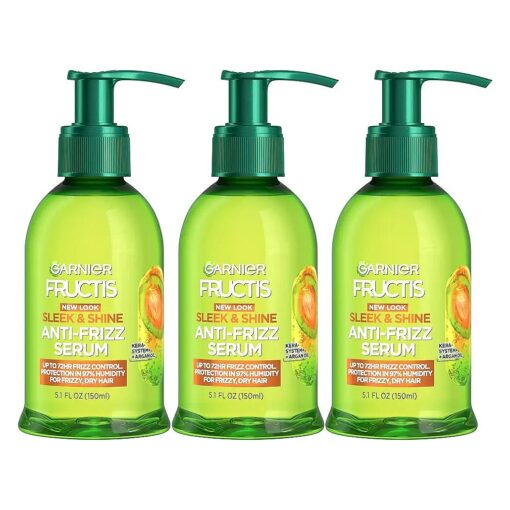 Garnier Fructis Sleek and Shine Anti-Frizz Serum for Frizzy, Dry, Unmanageable Hair, 5.1 Ounce ( 3 Count )