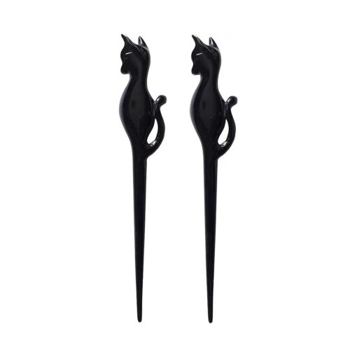 Marycrafts Horn Cat Hair Sticks For Buns Hair Fork For Long Hair Women ( Set 2 Pcs, Black )