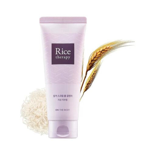 Rice Therapy Rice Bran Cleanser ( Foam Cleanser ( Pack of 1 ), 5.1fl oz ) - Facial Deep Cleansing Foam for Oily Skin, Smooth Skin with Gentle Scrub Formula for Men & Women, Korean Skin Care .