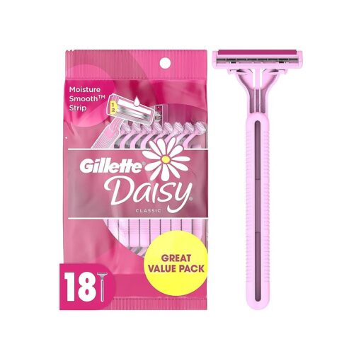 Gillette Venus Daisy Classic Disposable Razors for Women, 18 Count, Hair Removal for Women