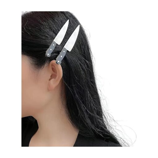 2 Pack - Knife Hair Clip Women 's Fashion Punk Hair Accessories Girls Cosplay Party Hair Accessories Punk Hair Clips Black Hair Clips Knife Hair Clip