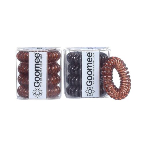 Spiral Hair Ties for Women, 8-Pack - Easy-off Coil Hair Elastics, Prevent Tangles, Breakage, Headaches - Bump-Less Pony Tails Hair Holders for Thick Hair or Thin Hair, Coco Brown and Koke