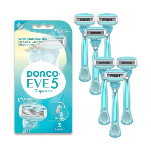 EVE 5 Women 's Disposable Razors Smooth Touch | Wide moisture bar, 5 Blades for smooth shave | Multipurpose Hair Remover | 2 pack ( 6counts )