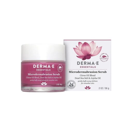 DERMA E Microdermabrasion Scrub with Dead Sea Salt & Citrus Essential Oils - Facial Exfoliating Scrub Smooths, Revitalizes and Renews - Ideal for Scars and Wrinkles, 2oz