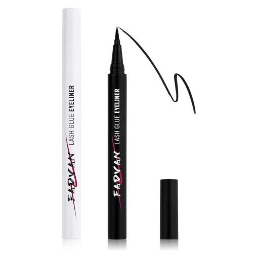 FADVAN Eyelash Glue Pen, 2-in-1 Magic Lash Glue Liner Eyelash Adhesive Waterproof Long-Lasting Sticky Eyeliner for False Eyelashes No Magnetic No Glue Needed 0.06 Oz, ( Black & Clear-2 PCS )