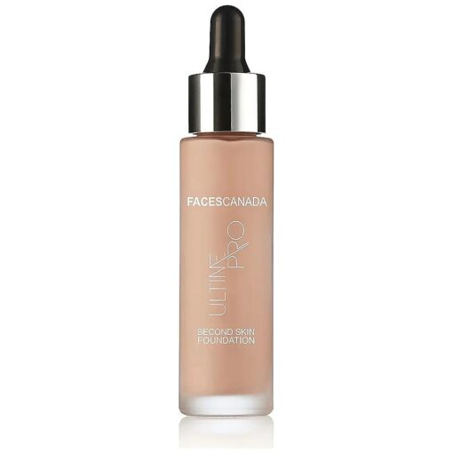 Faces Canada Second Skin Serum Foundation, Spf 15, Ultra Light Weight, Marine Algae Extract Enriched, Natural Matte Finish, Hd Flawless Radiance, Natural, 4.94 Oz