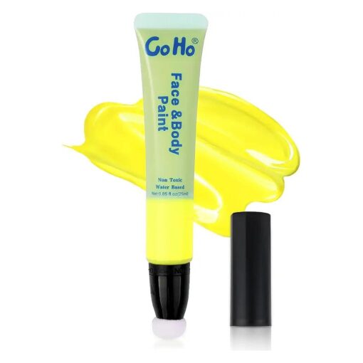 Go Ho Yellow Face Paint Stick, Water Based Cream Yellow Body Paint Washable Easily, Highly Pigmented, Covers Oil-Free, Halloween Cosplay SFX Yellow Makeup