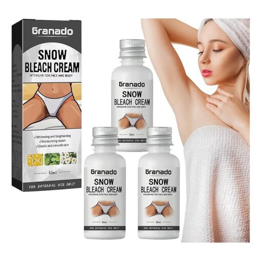 3 Bottles of Granado Snow Bleach Cream for dark spot remover for body, Intimate Areas-Underarm, Neck, Armpit, Knees, Elbows, Dark Spot Remover Cream, Skin Lightening Bleaching Cream for Face and Body