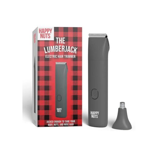 HAPPY NUTS The Lumberjack Electric Groin & Body Hair Trimmer for Men - Mens Body Groomer Kit for Privates - Smoothe Ball Shaver & Pubic Hair Trimmer ( Graphite )