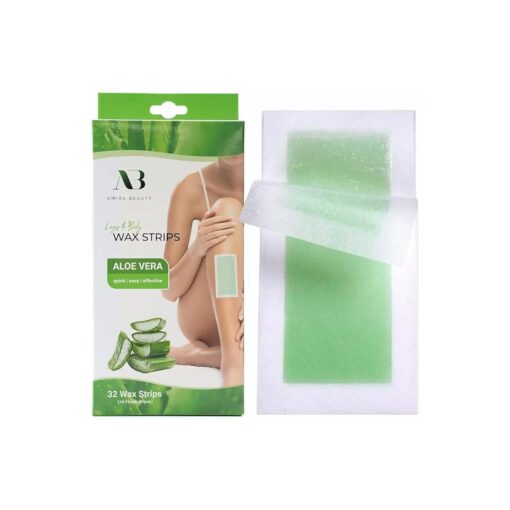 Wax Strips Infused with Aloe Vera Pre Applied Ready to Use Hair Removal Waxing Strips Kit for Legs and Body Suitable for All Skin Types ( 32 )