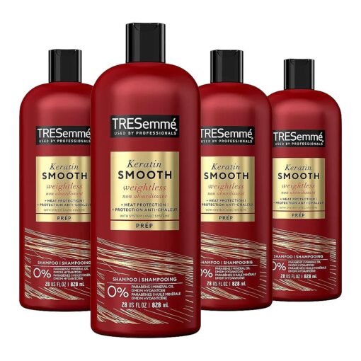 TRESemme Shampoo Keratin Smooth 4 Count For Dry Hair Sleek Look For Up To 72 Hours 28 Oz