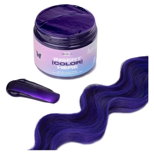 INH Semi Permanent Hair Color Amethyst, Color Depositing Conditioner, Temporary Hair Dye, Tint Conditioning Hair Mask, Safe, Purple Hair Dye - 6oz