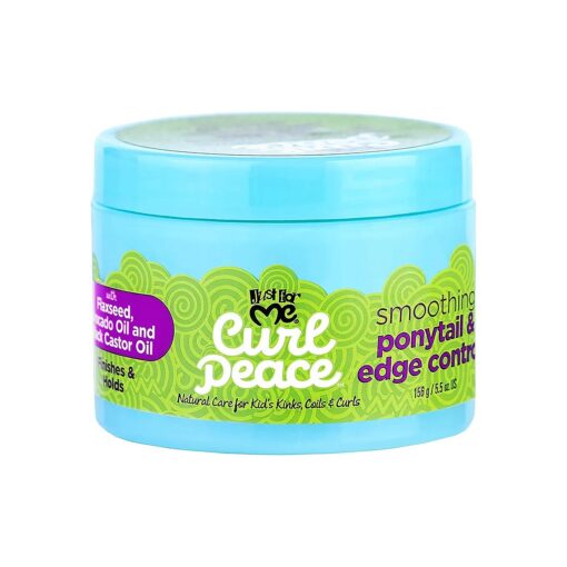 Just For Me Curl Peace Smoothing Ponytail & Edge Control - Finishes & Holds, Contains Flaxseed, Avocado Oil & Black Castor Oil, 5 oz