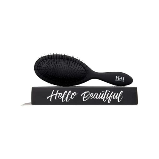 HAI DETANGLER - Premium Smoothing Paddle Brush for Wet or Dry Hair - Midnight Black