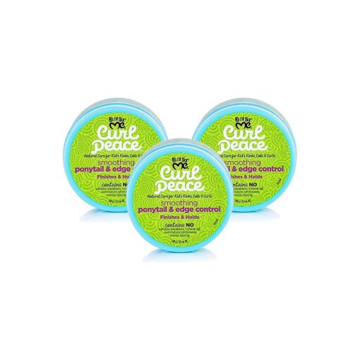 Just For Me Curl Peace Smoothing Ponytail & Edge Control ( 3 Pack ) - Finishes & Holds, Contains Flaxseed, Avocado Oil & Black Castor Oil, 5 oz