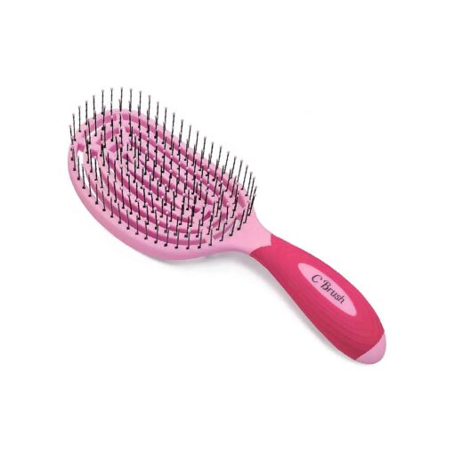 NuWay4Hair C Brush - Professional Curved Hairbrush - Vented Design Delivers Smoothing And Volumizing Drying Experience - Heat Resistant Bristles For Drying, Detangling, And Styling - Pink - 1 Pc