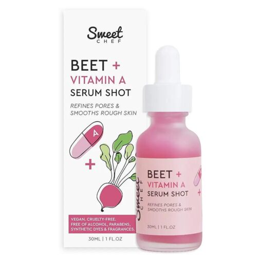 Sweet Chef Beet + Vitamin A Serum Shot Face Serum - Vitamin A ( Retinol ) Serum for Face with Seaberry Extract - Hydrates + Smooths the Look of Rough Skin and Pores for a Radiant Glow ( 30ml / 1 fl oz )