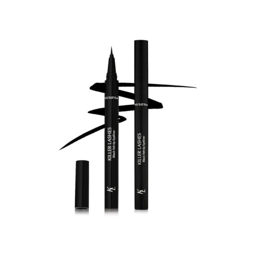 KL KILLER LASHES Liquid Black Eyeliner - Ultra Thin Felt Tip Eye Liner for Natural & Statement Eye Makeup | Quick Dry, Long Lasting & Smudge Proof Eyeliner, 1 Count