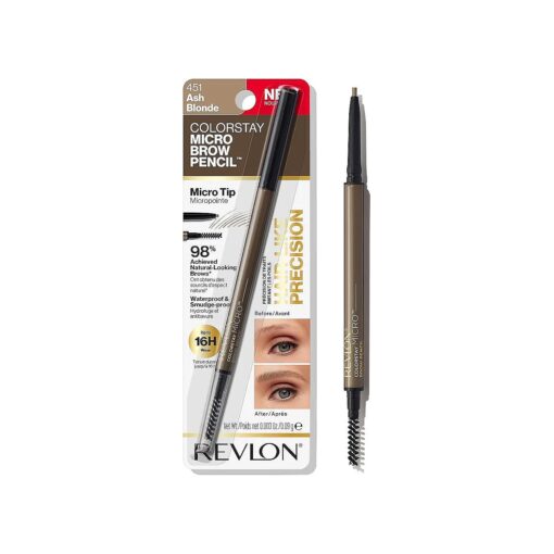 Revlon ColorStay Micro Eyebrow Pencil with Built In Spoolie Brush, Infused with Argan and Marula Oil, Waterproof, Smudgeproof, 451 Ash Blonde ( Pack of 1 )