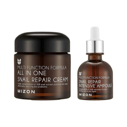 MIZON All-in-1 Snail Repair Cream and Snail Repair Intensive Ampoule Korean Skincare Set