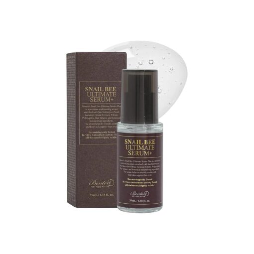 BENTON Snail Bee Ultimate Serum Plus 35ml ( 1.18 fl.oz, ) - Snail Secretion Filtrate, Bee Venom, Tea Tree Leaf Water Contained Skin Nourishing & Soothing Facial Serum for Sensitive, Dry Skin