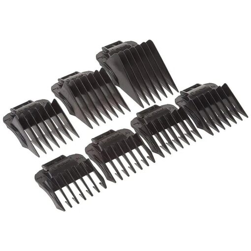 Andis 01380 7-piece Snap-On Comb Set - Easy to Use, Perfect Grooming Tool - Blade Attachments for MBA, ML & SM Model Trimmers - Black