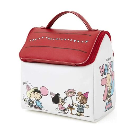 FINEX Snoopy Special Peanut Happy 70 Years House with Roof Style Portable Cosmetic Makeup Bag Organizer Multifunction Toiletry Bags Storage Case for Travel Business Double Zippers