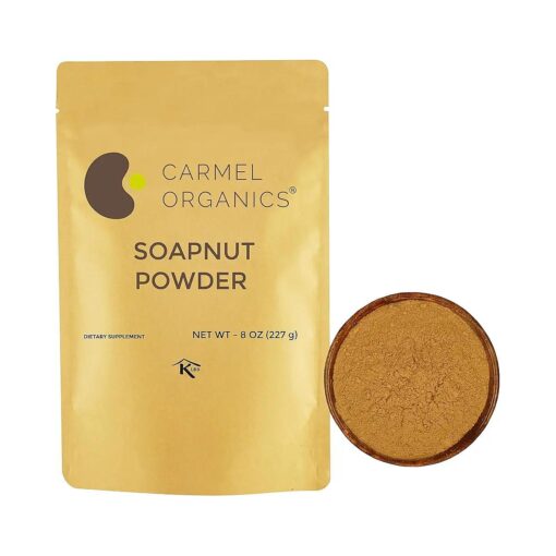 CARMEL ORGANICS Soapnut/Aritha/Reetha Powder ( 8 Oz or 227 Grams ) for hair care | Natural | No Added Preservatives and Additives | Sapindus Mukorossi Powder