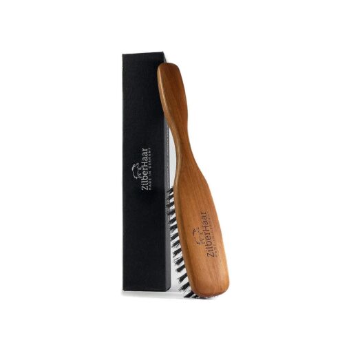 ZilberHaar Long Hair & Beard Brush - Soft 2nd Cut Boar Bristles - Perfect Skin Care for Men - Works with all Beard Balms and Beard Oils - Exfoliates Skin, Helps Softening and Conditioning Itchy Beards