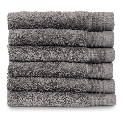 TowelSelections Organic Cotton Luxury Towels, Soft Absorbent 100 % Organic Turkish Cotton, Wild Dove, 6 Washcloths