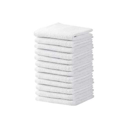 Towel and Linen Mart White Salon Towels, Pack of 12 ( Not Bleach Proof, 16 x 27 Inches ) Highly Absorbent Towels for Hand, Salon, Gym, Beauty, Spa, and Home Hair Care ( White )