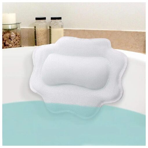 Beautybaby Bathtub Spa Pillow, Non-Slip 4 Strong Suction Cups, Bath Pillows for Tub, Head, Neck, Shoulder Support, Breathable Relax Comfort