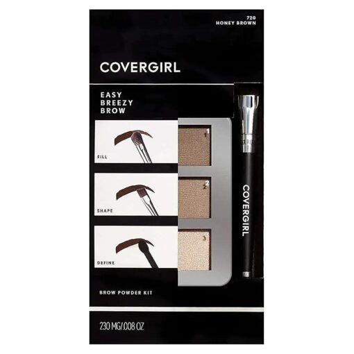 COVERGIRL - Easy Breezy Brow Powder Kit, three shades brow definer, professional double-ended angled brush, effortless, 100 % Cruelty-Free