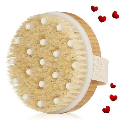 Dry Brushing Body Brush, Best for Exfoliating Dry Skin, Lymphatic Drainage and Cellulite Treatment, Organic Spa Massage Scrub Brush with Soft Boar Bristles, Great Gift for A Glowing Skin