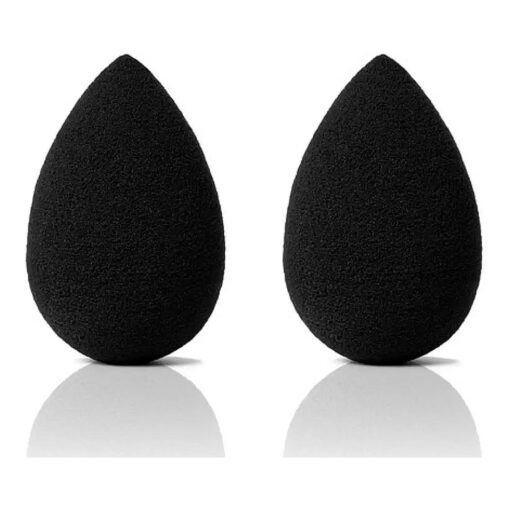 Soft Blending Sponge by Beauty Junkees | Hypoallergenic Face Blending Sponge for Liquid and Powder Foundation Application 2 Pcs | Makeup Applicator Foam Sponge | Quality Cosmetic Sponges, Black