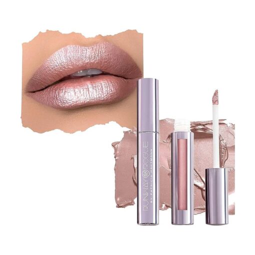 Runway Rogue Pearl Glam Long Wear Shimmer Liquid Lipstick, Nude/Pale-Pink Lipstick with Silver and Gold Shimmer, 'Soft Box '