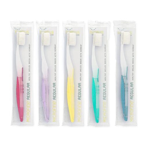 NIMBUS Extra Soft Toothbrushes ( Regular Size Head ), Periodontist Design Tapered Bristles for Sensitive Teeth & Receding Gums ( 5 Pack, Colors May Vary )