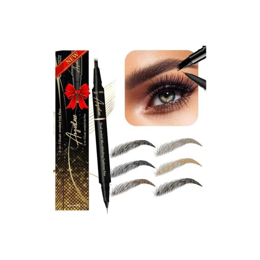 Eyebrow Pencil ( Soft Brown ) Dual-Ended Microblading Eyebrow Pen- Brow Pencil 2-in-1 Waterproof and Long Lasting Eye Brow Pencils for Women, Eyebrow Makeup for Natural and Hair-Like Effect Brows