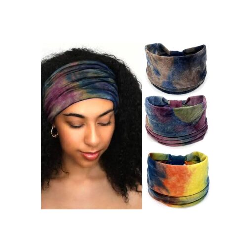 Boho Headband Women Wide Hair Band Boho Elastic Sports Headwear Yoga Hair Band Workout Headwrap ( SET-23 )