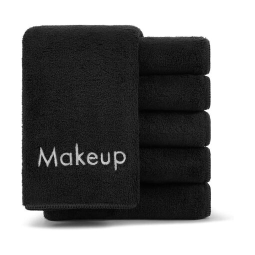 Arkwright Makeup Remover Wash Cloth - ( Pack of 6 ) Soft Coral Fleece Microfiber Fingertip Face Towel Washcloths for Hand and Make Up, 13 x 13 in, Black