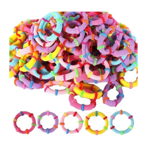 Baby Hair Ties - 200PCS Cotton Mini Seamless Toddler Hair Bands - Soft Hair Elastics Ponytail Holders for Kids Toddlers Girls, 1 Inch in Diameter, 5 Colors-Soft Seamless-NO HAIR DAMAGE