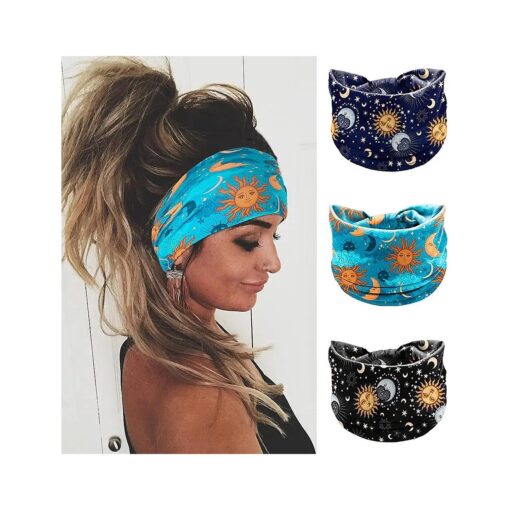 Bohend Boho Headbands Wide knotted Hair Bands Fashion Printing Bandeau Travel Stretchy Cotton Headband Sport Yoga Hair Accessories for Women and Girls ( I )