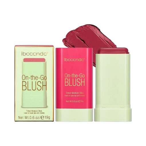 Blush Stick 2-in-1 Cheek and Lip Tint Soft Cream On-the-Go Blush Stick Blendable for Cheek Makeup, Blush Stick for Cheeks and Lips ( Hot Red )