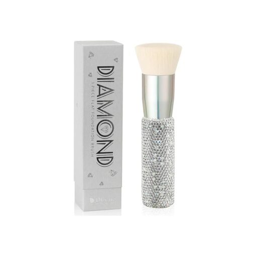 DUcare Rhinestone Foundation brush Diamond Bling Makeup Tanning Brush Flat Top Kabuki Brush, Synthetic Professional Liquid Blending Mineral Powder Makeup Tools